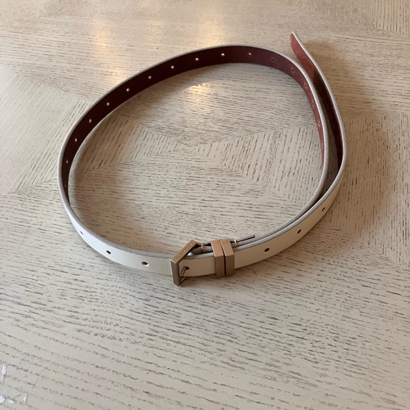 AllSaints Cream Leather Slim Belt with Gold Accent main image 6